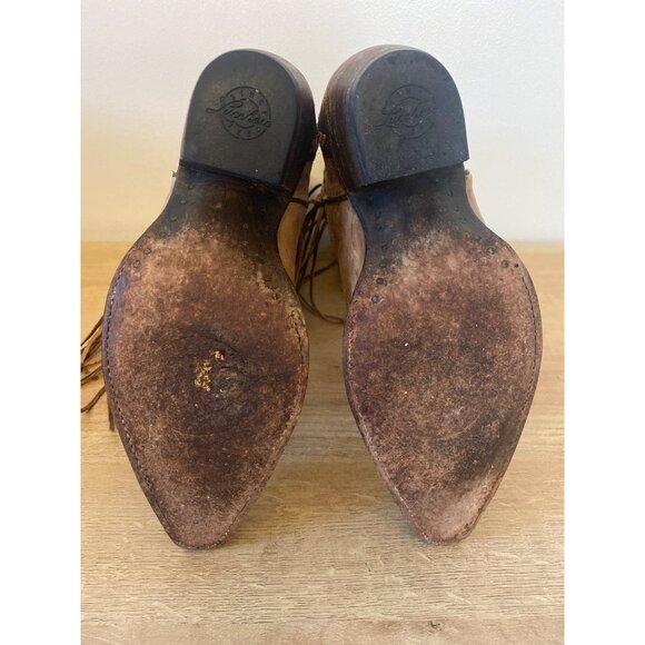 Vintage Lucchese Women's Brown Western Cowboy Boots With Tassels Size 7.5 - Picture 6 of 8